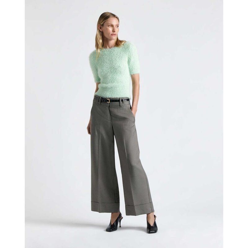 Cue European Micro Check Cropped Pant image number 3